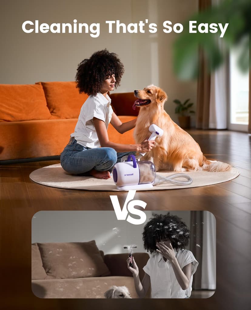 oneisall Aspirateur Poil de Chien et Chat, Aspirateur Poils d'animaux avec la Brosse, 12000Pa Puissance d'Aspiration, Elimine 99.99% des Poils d'animaux avec 4 Accessoires de Soins, 1.5L Capacité - 8
