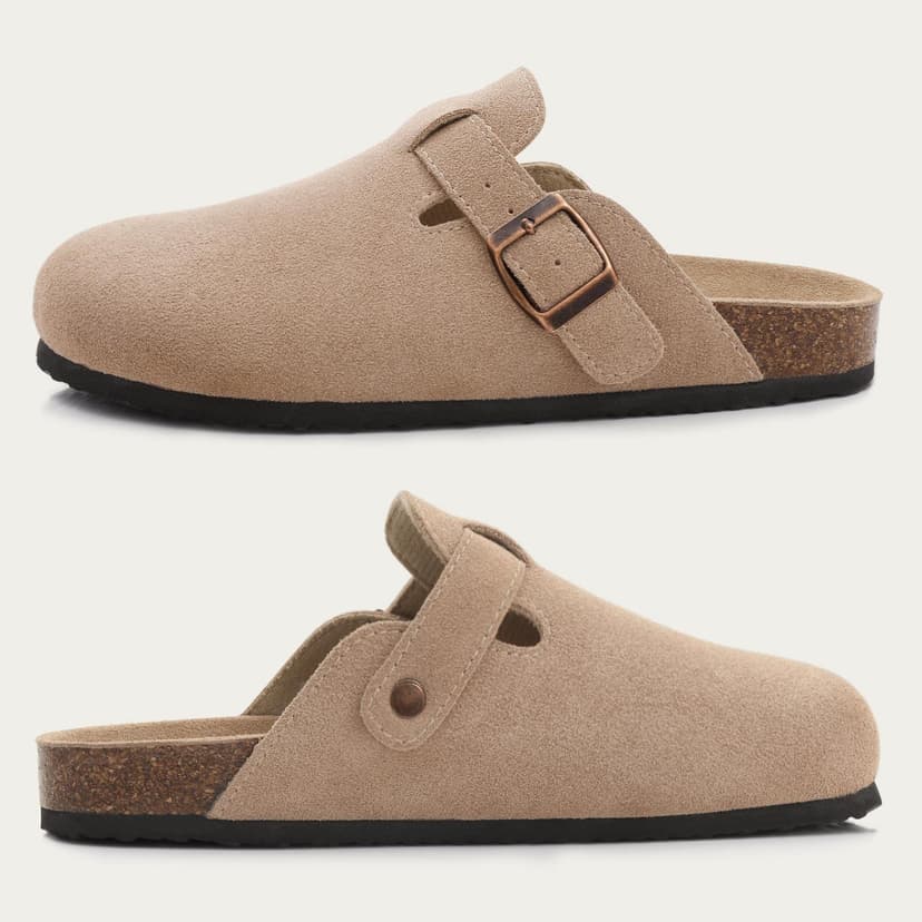 KINHA Fashion Clogs Women Suede Mules Slippers Cork Insole Sandals With Arch Support Outdoor Lovers Beach Sandals - 4