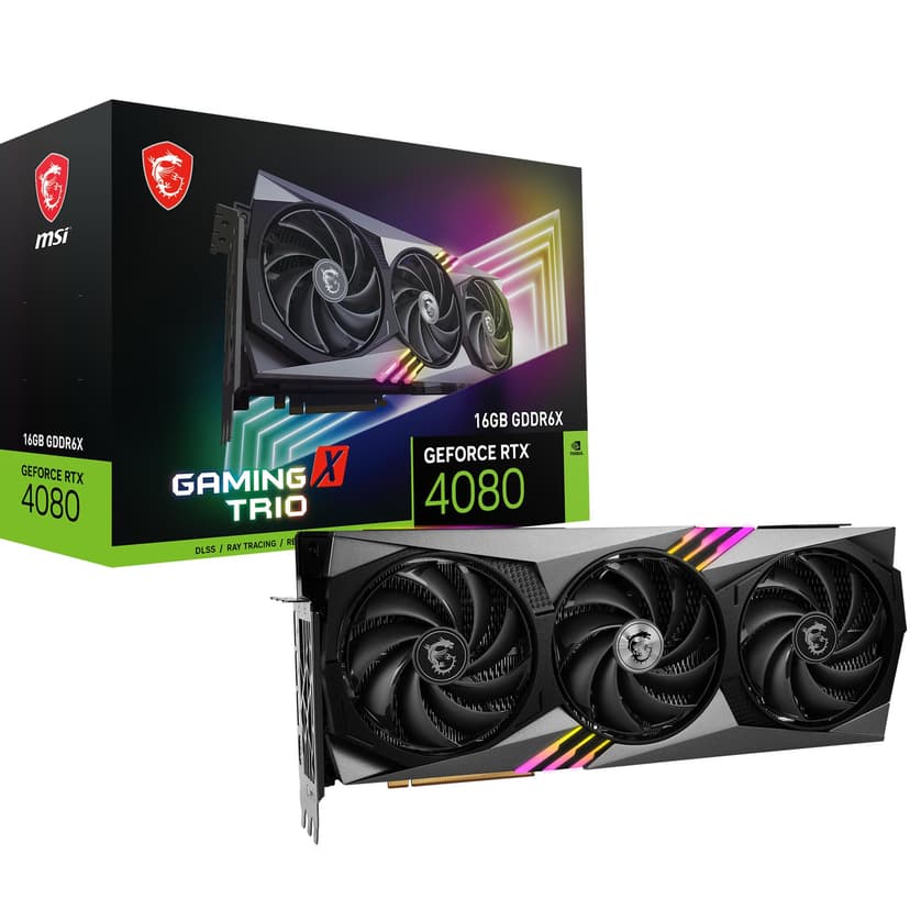 MSI GeForce RTX 4080 16GB GAMING X TRIO Gaming Graphics Card - 16GB GDDR6X, 2610 MHz, PCI Express Gen 4, 256-bit, 3x DP v 1.4a, HDMI 2.1a (Supports 4K & 8K HDR) - 1
