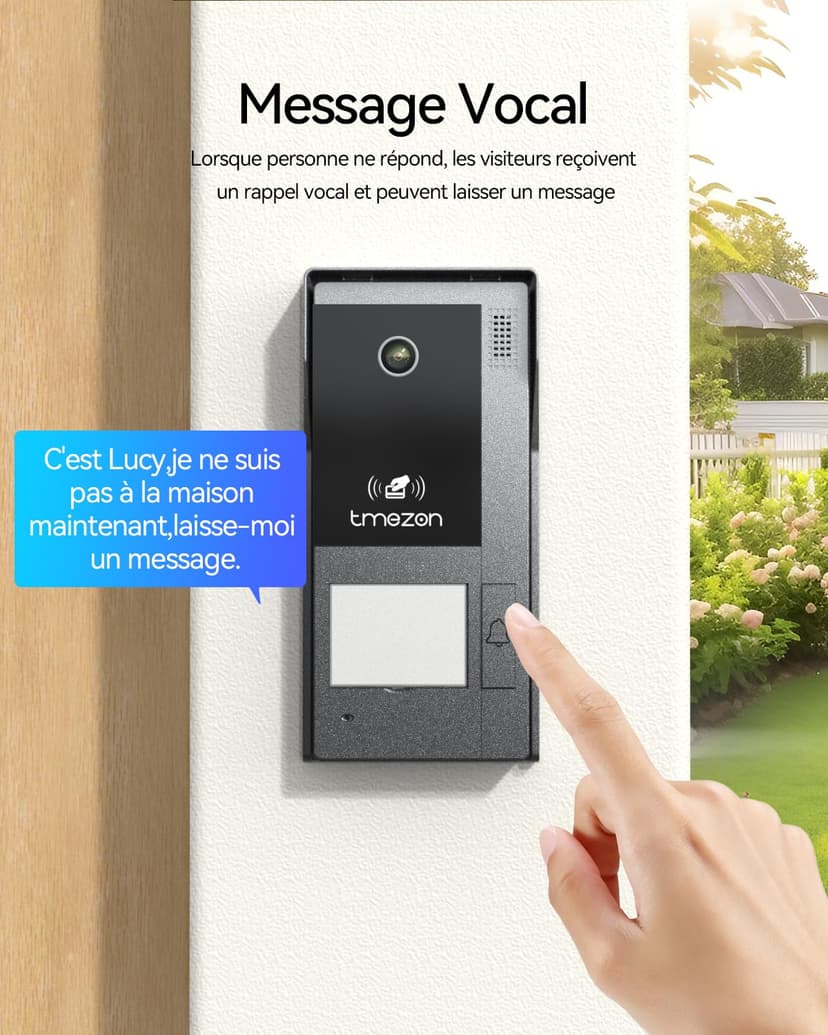 TMEZON 2 Fils Visiophone Connecté Interphone Vidéo Filaire, IP 7’’ Moniteur Ecran Tactile, 1080P Sonnette de Caméra Vision Nocturne, APP Déverrouillage à Distance, Badges RFID, Detection Humaine, M790 - 6