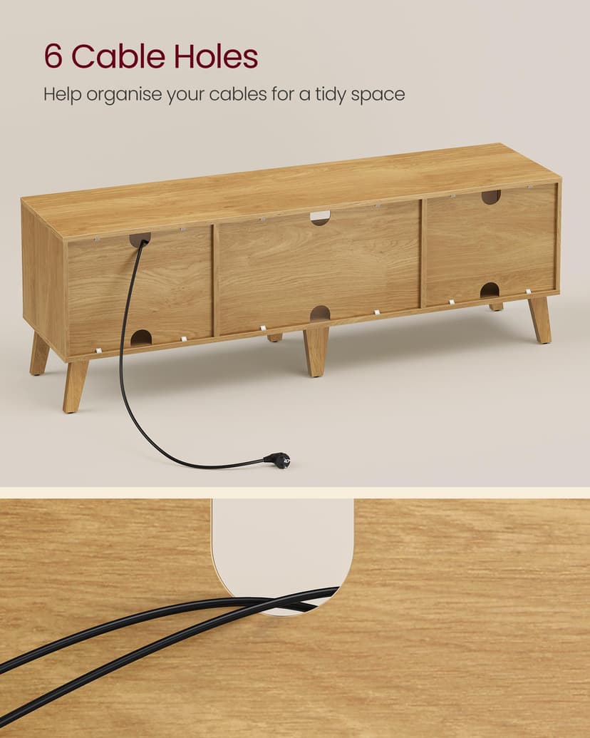 VASAGLE TV Stand Unit, Entertainment Center with Adjustable Shelf, for 65 Inch TVs, 147 cm Long Media Console Table, Transitional Style, for Living Room, Bedroom, Natural Oak and Cream White LTV556Y01 - 5