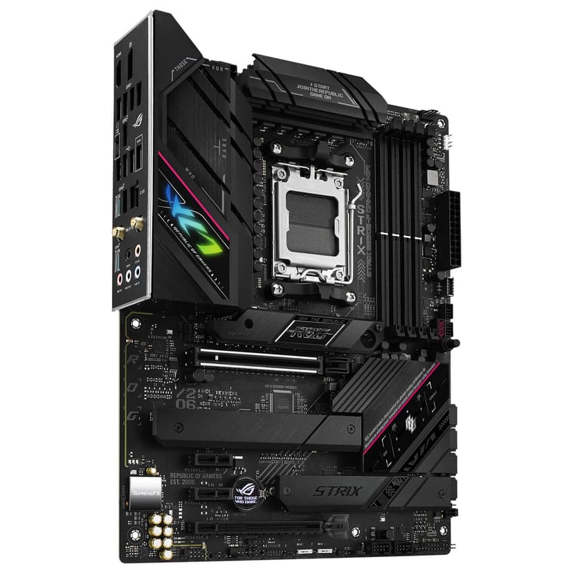 ASUS ROG Strix B650E-F Gaming WiFi AMD Ryzen AM5 ATX motherboard, 12 + 2 power stages, DDR5, three M.2 slots, PCIe 5.0, WiFi 6E, 2.5G LAN, USB 3.2 Gen 2x2 Type-C port, and Aura Sync RGB - 8