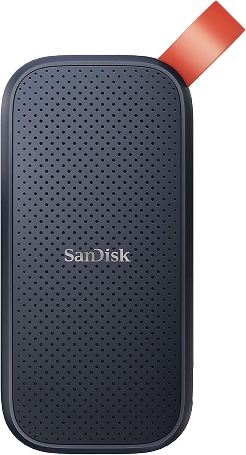 SANDISK Portable SSD Esterno 1TB (SSD Portatile, Unità a stato solido NVMe, fino a 800 MB/s, Un'unità di storage affidabile per il backup di contentuti e ricordi, robusto gancio in gomma) - 1