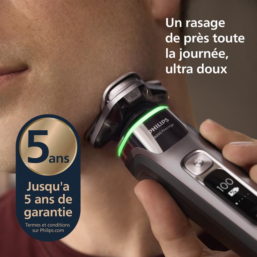 Philips Rasoir i9000 Prestige, Rasoir électrique sec et humide, avec technologie Skin IQ, système Triple Lift & Cut, lames rotatives à 360° SteelPrecision, dosette à nettoyage rapide, modèle XP9202/30 - 2