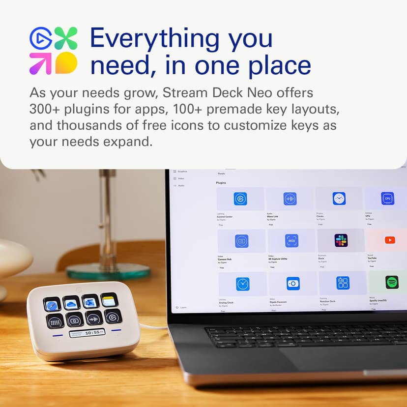 Elgato Stream Deck Neo – 8 Customizable Keys, 2 Touch Points, Speed Through Tasks & Workflows - Control Word, Excel, PowerPoint, Teams, Zoom, Spotify and more, Drag-’n-Drop Setup - Works with Mac & PC - 6