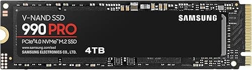 Samsung 990 PRO NVMe M.2 SSD, 4 TB, PCIe 4.0, 7,450 MB/s read, 6,900 MB/s write, Internal SSD, For gaming and video editing, MZ-V9P4T0BW