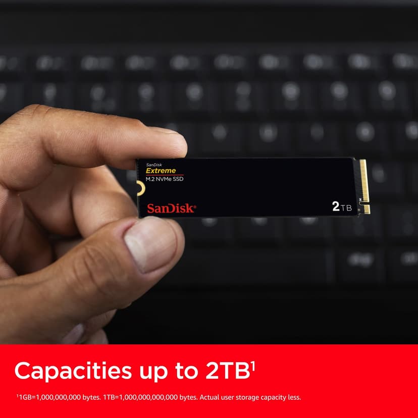 SanDisk Extreme 1TB M.2 NVMe SSD, Internal SSD, PCIe Gen4, up to 5150 MB/s read speeds, M.2 2280, nCache Technologie, 5 Year Warranty - 5