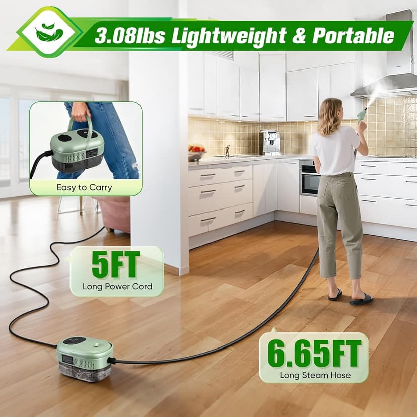 Nettoyer à Vapeur, Nettoyeur Vapeur Professionnel avec 11 Accessoires, 2500W Réservoir d'eau de Grande Capacité, Nettoyage Vapeur avec 6 modes réglables pour le Nettoyage, Canapés, Carrelage, Voitures - 5