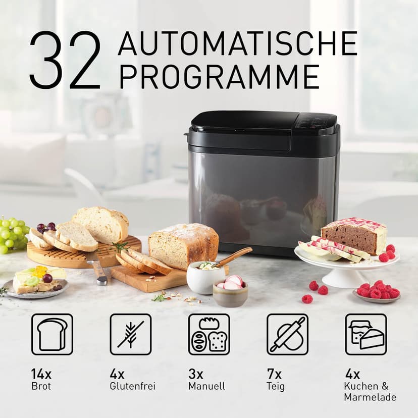 Panasonic SD-YR2540 Machine à pain, avec 32 programmes, 14 programmes automatiques, distributeur de levure, cuisson sans gluten, minuterie, gris foncé - 6