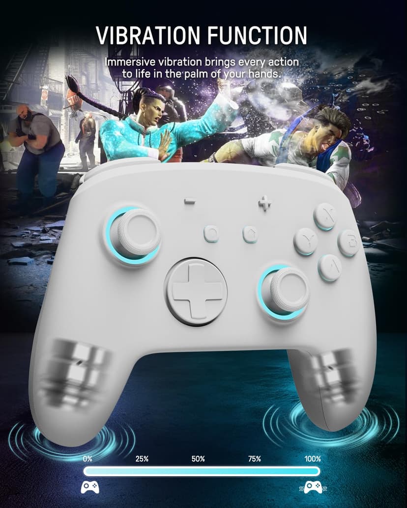 PALPOW Manette Switch 2 Pro, Manette Switch Sans Fil Compatible avec Nintendo Switch 2/OLED/Lite, Firefly Bluetooth Switch 2 Pro Controller avec 7 Couleurs LED/Paddle/Turbo - Blanc - 7