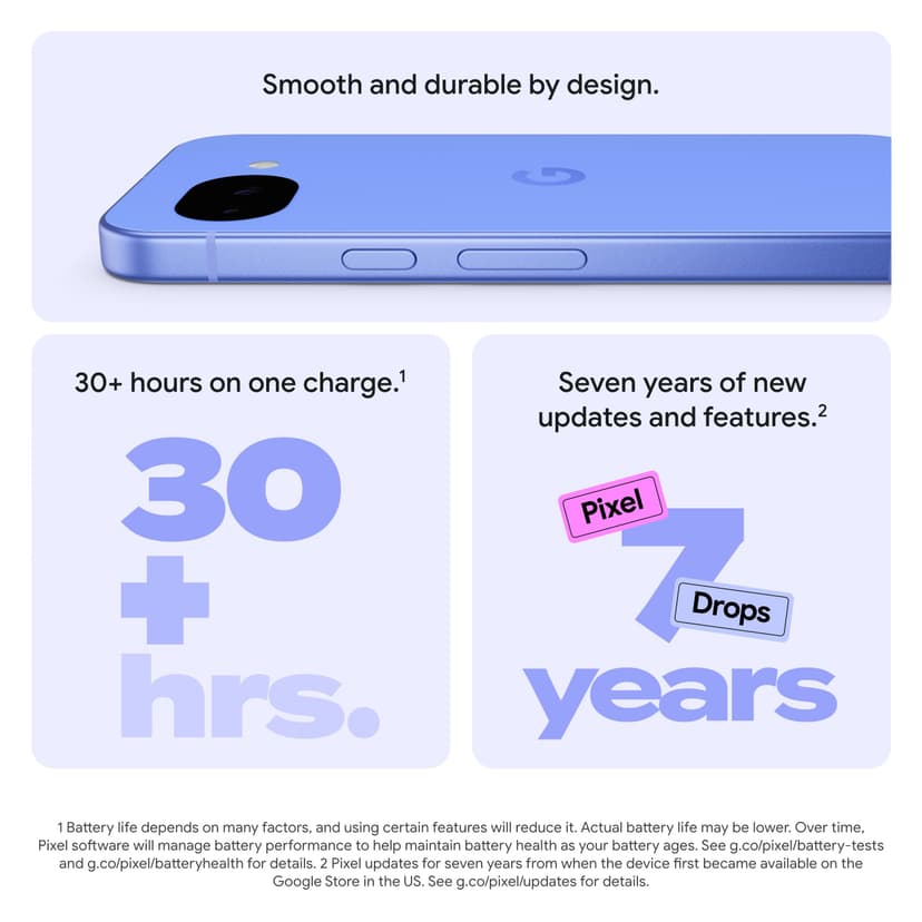Google Pixel 10a - 7 years of new updates and features, 30+ hours battery, Camera Coach, Gemini Live, Pixel Safe - Obsidian, 128GB - 4