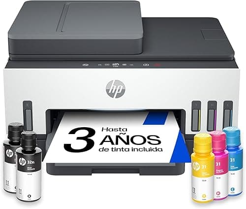 HP Smart Tank 7605, 28C02A, Imprimante Multifonction A4 avec réservoir d’Encre Rechargeable, Impression Couleur, Scanner, Photocopieur, Fax, Wi-FI, Application Smart, Noire et Blanche
