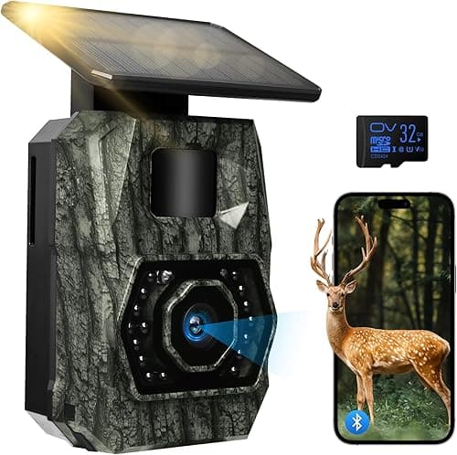 MAXDONE Wildlife Camera WiFi Bluetooth, 48MP 30FPS Solar Trail Camera (DARK GREEN)