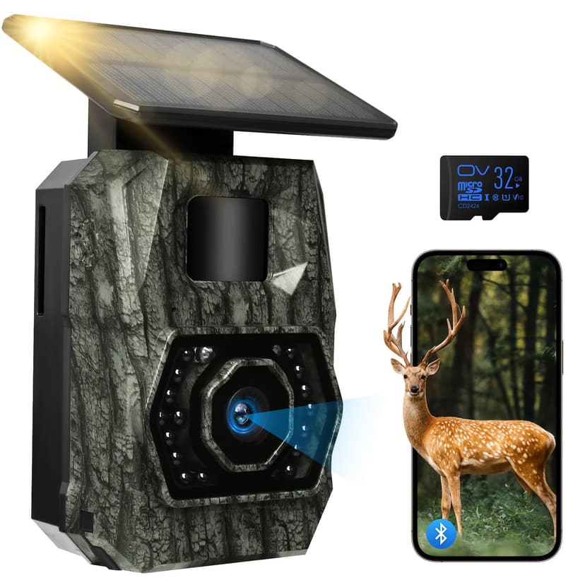 MAXDONE Wildlife Camera WiFi Bluetooth, 48MP 30FPS Solar Trail Camera (DARK GREEN) - 1