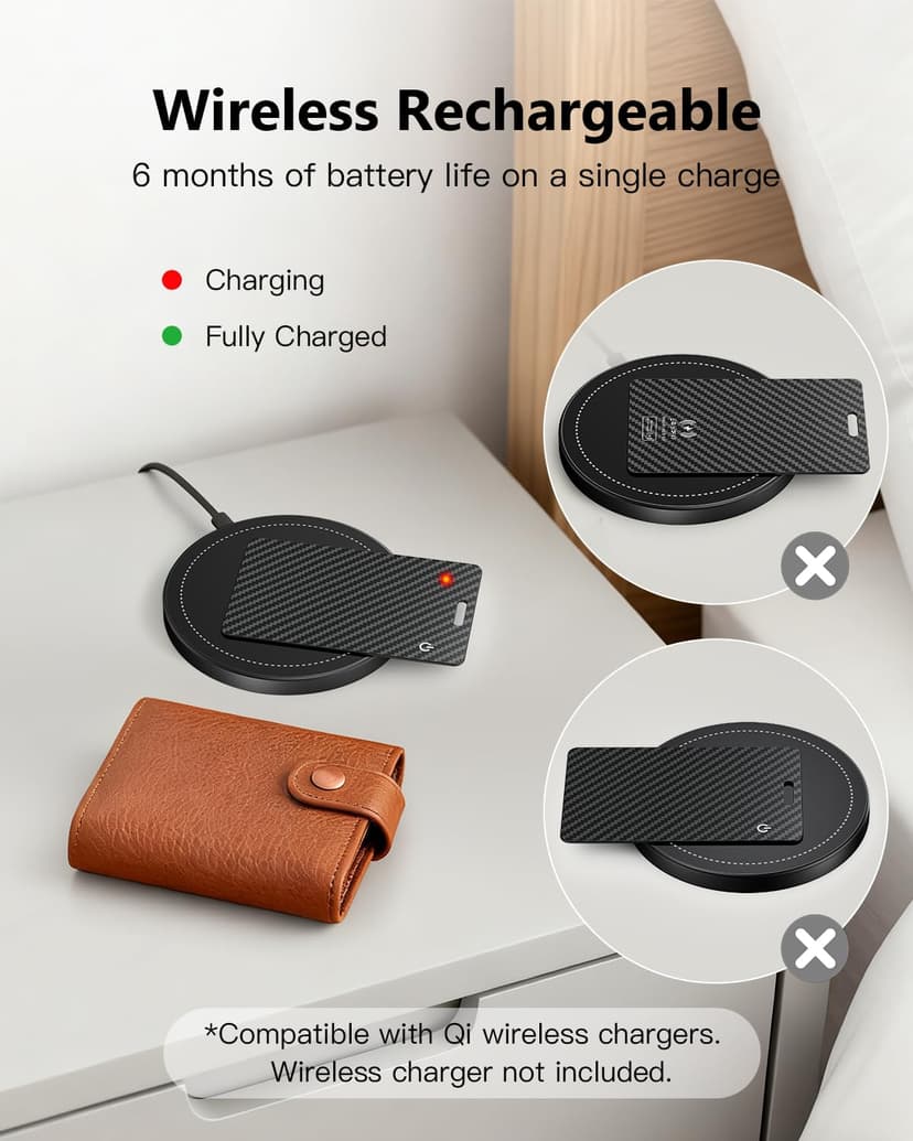 Smart Air Tracker Card Tag, Rechargeable Wallet Tracking Card Compatible with Apple Where Is (iOS Only), Slim Wallet Locator 1.7 mm for Bag, Luggage, Passport - 6