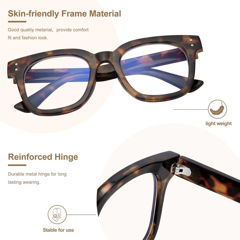 Madison Avenue Women Blue Light Glasses,Oversize Blue Light Glasses for Women, Anti Eyestrain & UV Protection Computer Eyeglasses (Tortoiseshell) - 5