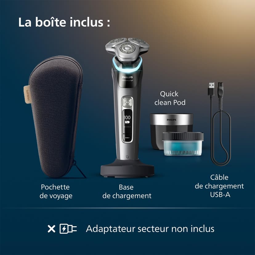 Philips Rasoir i9000 Prestige, Rasoir électrique sec et humide, avec technologie Skin IQ, système Triple Lift & Cut, lames rotatives à 360° SteelPrecision, dosette à nettoyage rapide, modèle XP9202/30 - 7