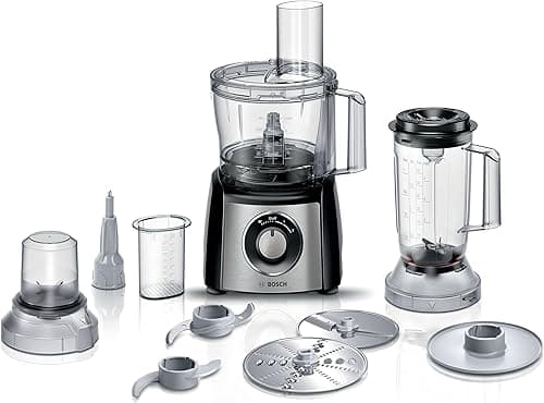 Bosch MultiTalent 3 MCM3501M – Robot de cuisine polyvalent avec plus de 50 fonctions – 800 W – Capacité de 2,3 L – Couleur : Noir/Inox brossé