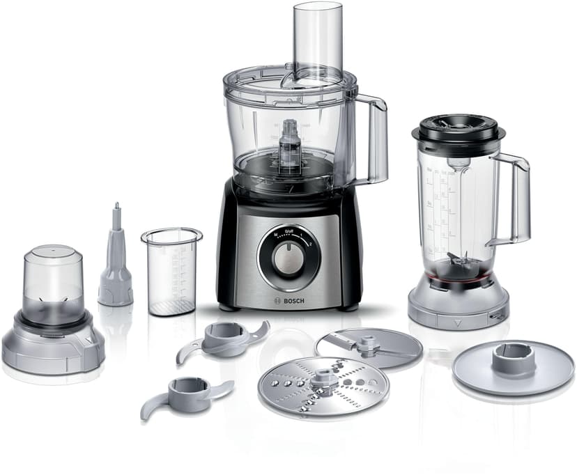 Bosch MultiTalent 3 MCM3501M – Robot de cuisine polyvalent avec plus de 50 fonctions – 800 W – Capacité de 2,3 L – Couleur : Noir/Inox brossé - 1