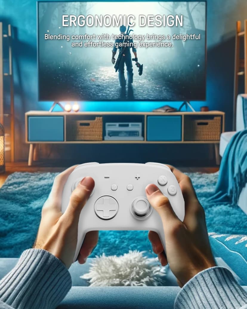 PALPOW Manette Switch 2 Pro, Manette Switch Sans Fil Compatible avec Nintendo Switch 2/OLED/Lite, Firefly Bluetooth Switch 2 Pro Controller avec 7 Couleurs LED/Paddle/Turbo - Blanc - 5
