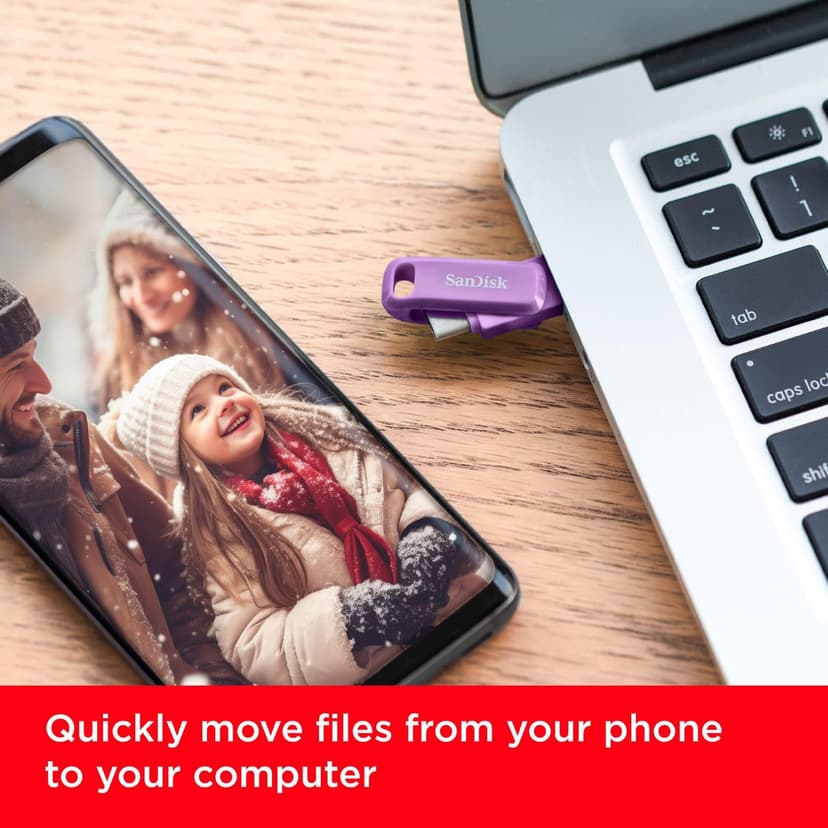 SanDisk Ultra Dual Drive Go USB Type-C Flash Drive 128GB (Memory stick up to 400 MB/s speeds, reversible Type-C & Type-A connectors for Android Smartphone, Tablets and Mac) Lavender - 5