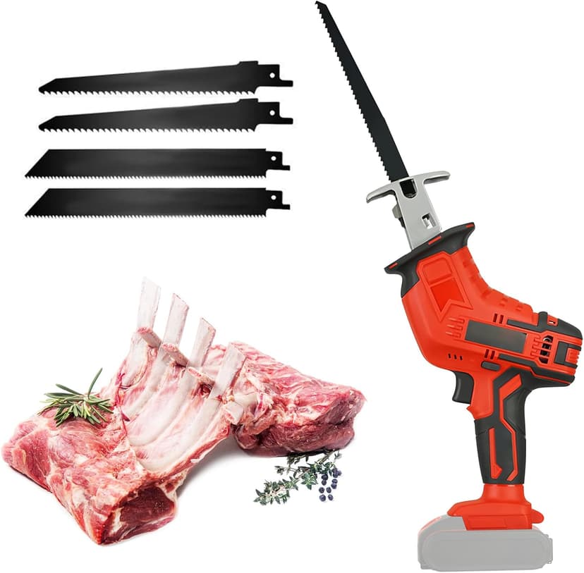 Scie Alternative Portable, Compatible avec Makita Batteries, avec 4 Lames, Coupe De Bois/Os, Scie à Viande Pour La Boucherie(Sans Batterie) - 1