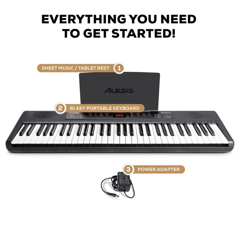 Alesis Melody 61 Keyboard Piano for Beginners with 61 Keys, Speakers, Tablet/Sheet Music Stand, 300 Sounds and Music Lessons - 3