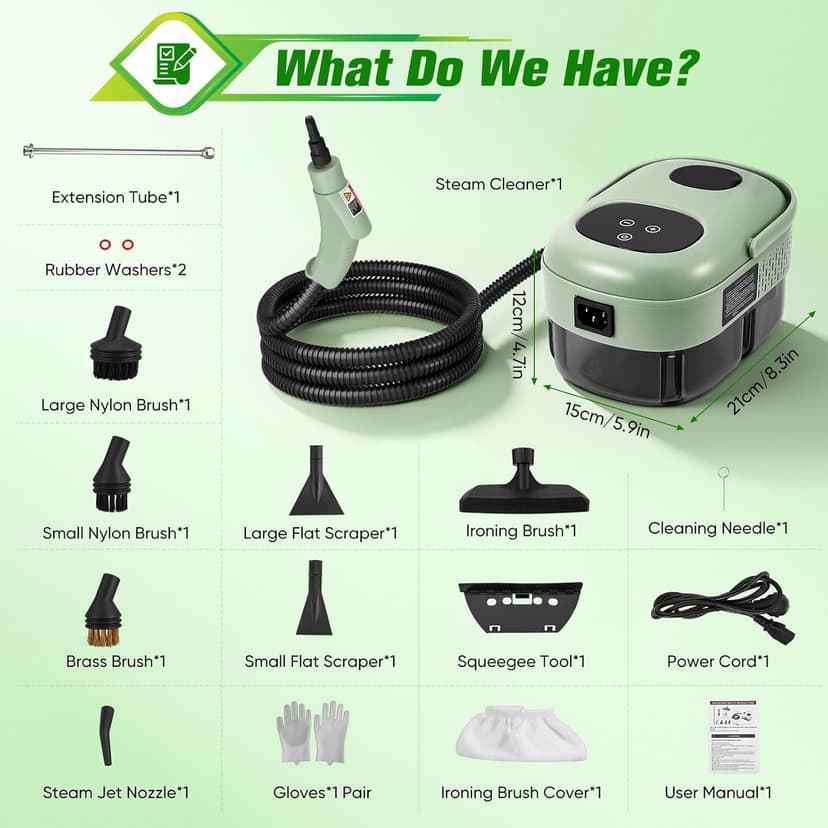 Nettoyer à Vapeur, Nettoyeur Vapeur Professionnel avec 11 Accessoires, 2500W Réservoir d'eau de Grande Capacité, Nettoyage Vapeur avec 6 modes réglables pour le Nettoyage, Canapés, Carrelage, Voitures - 8