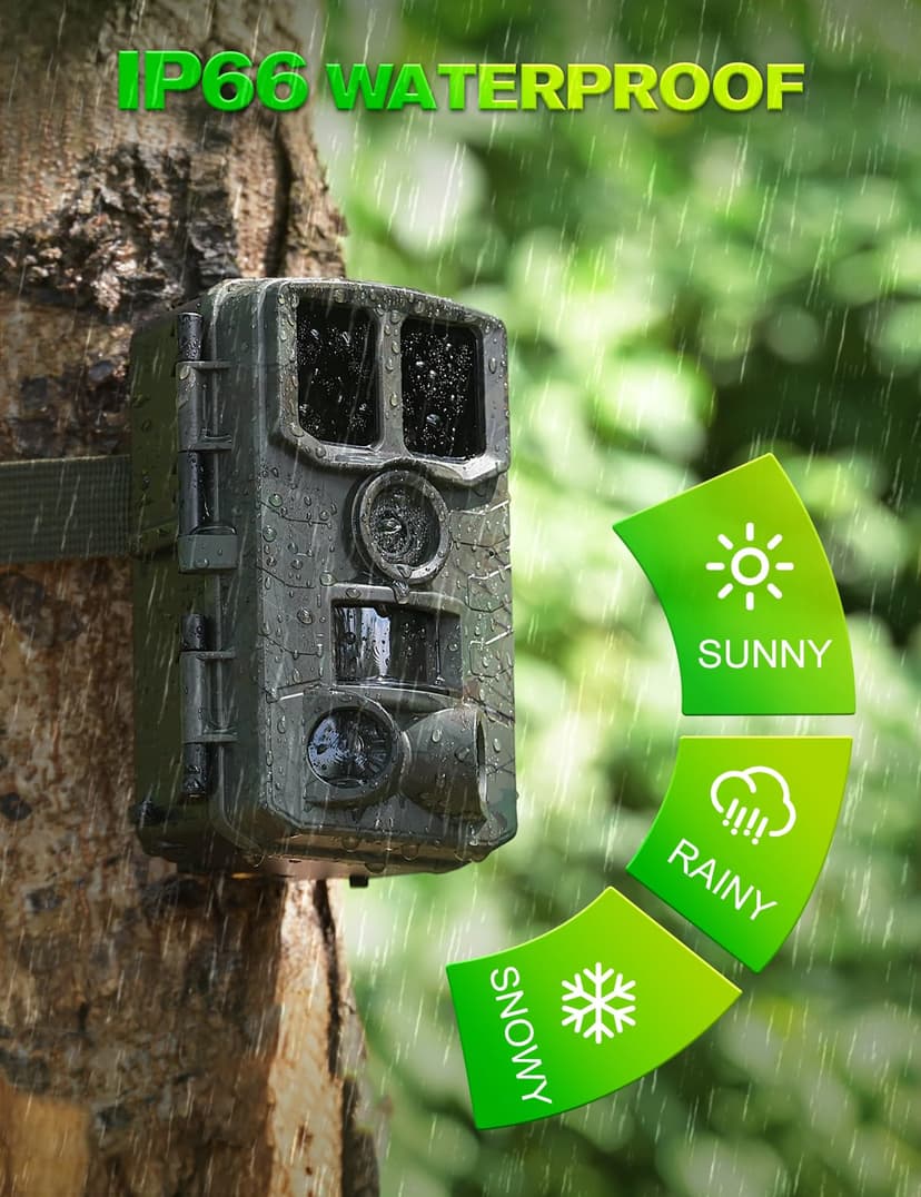 Hunting Camera, 60MP 4K HD Infrared Night Hunting Camera with 850nm IR LED, 120° Wide Angle, Photographic Trap with 32GB Card, for Animal Watching and Security Surveillance - 6