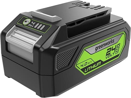 Greenworks Batterie 24V - Puissante Batterie Rechargeable Greenworks pour tous les Outils de Jardin 24V, Batterie Lithium-Ion 4Ah, Chargement Rapide, 3 Niveaux de Charge LED, Garantie 2 Ans - G24B4
