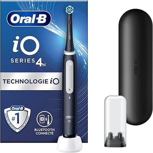 Oral-B iO 4 Brosse À Dents Électrique Noire, 1 Brossette, 1 Étui De Voyage