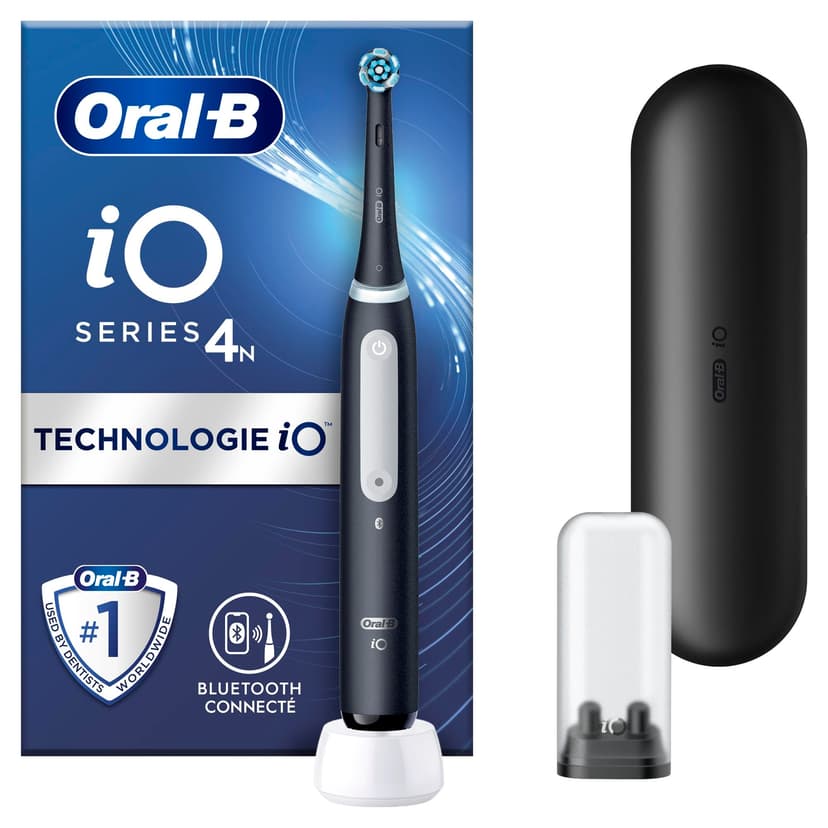 Oral-B iO 4 Brosse À Dents Électrique Noire, 1 Brossette, 1 Étui De Voyage - 1