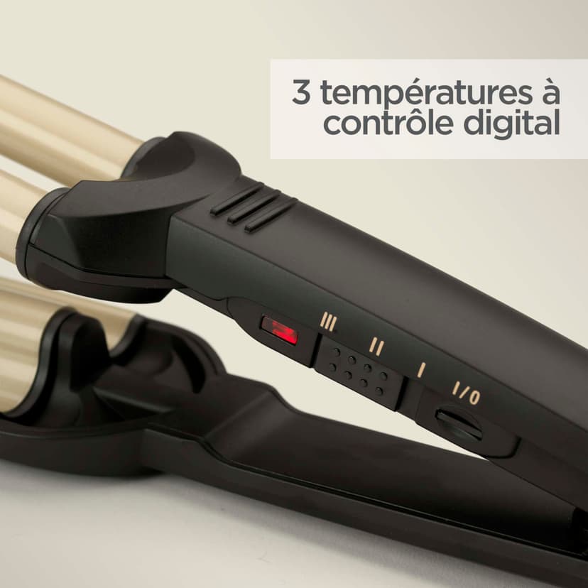 BaByliss Easy Waves - Effet wavy, Revêtement Titane-céramique, 3 réglages de température, Embouts thermorésistants, Doré & Noir, C260E - 5