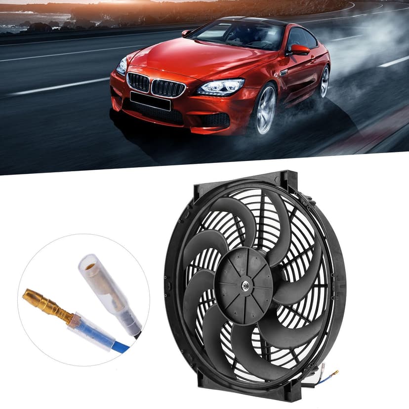 14 Pouces Ventilateur Mince Push Pull Radiateur électrique Ventilateurs Universels Voiture Pièces Modifiées 12V 90W Kit de Montage - 4