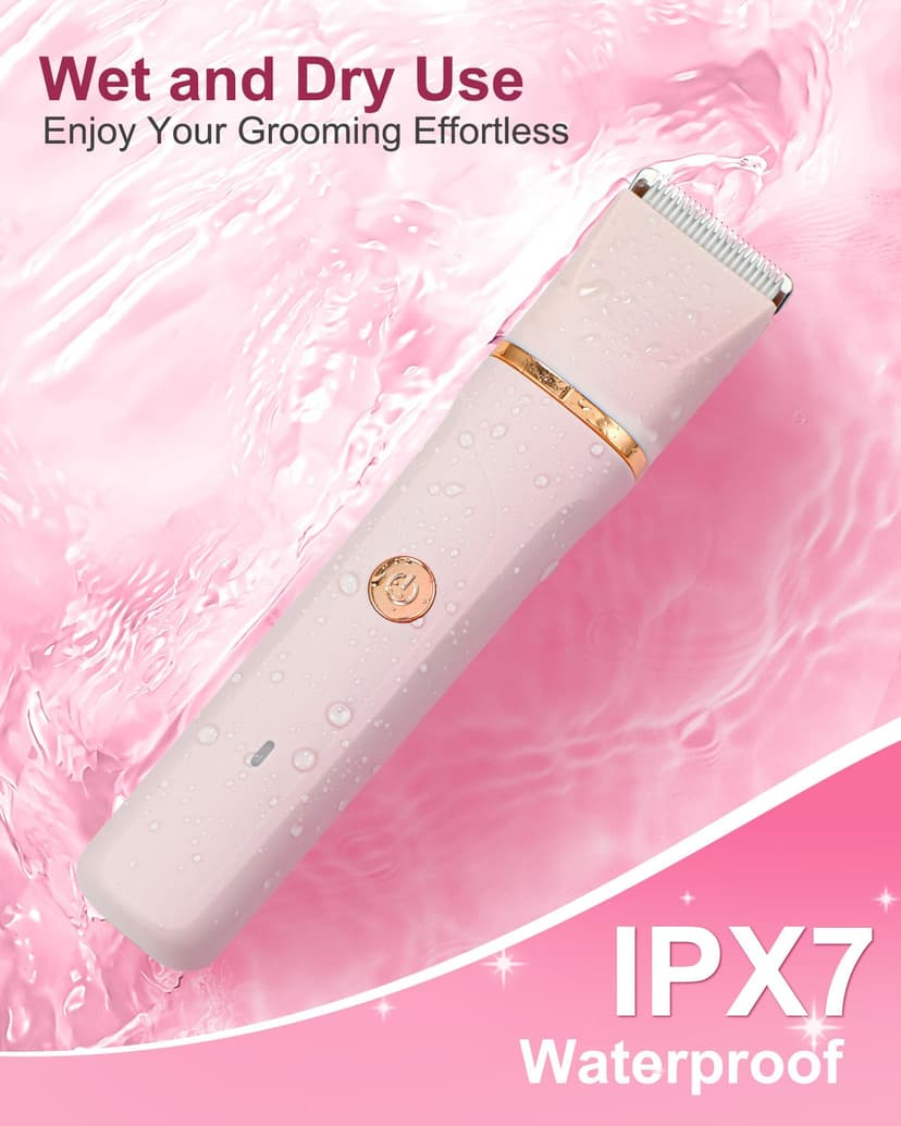 Women's Shaver, 3-in-1 Intimate Shaver for Women, Facial Hair Remover for Women, Women's Shaver Electric for Legs, Arms, Armpits and Bikini Area, Rechargeable IPX7 Waterproof Trimmer Women, Pink - 4