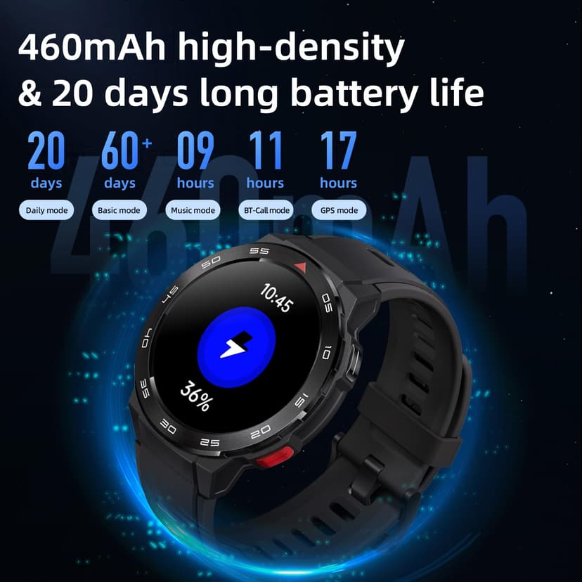 Mibro GS Pro Montre Connectée Homme 46mm, Batterie 20 Jours, GPS Intégrée, Appels Bluetooth, Prise en Charge Fréquence Cardiaque, SpO2 et Rrespiration, Étanchéité 5 ATM, 105+ Modes Sportifs - 6
