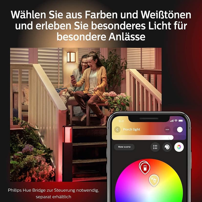 Philips Hue White & Color Ambiance Lampadaire Exérieur IMPRESS Aluminium Noir, fonctionne avec Alexa, Google Assistant et Apple Homekit - 8