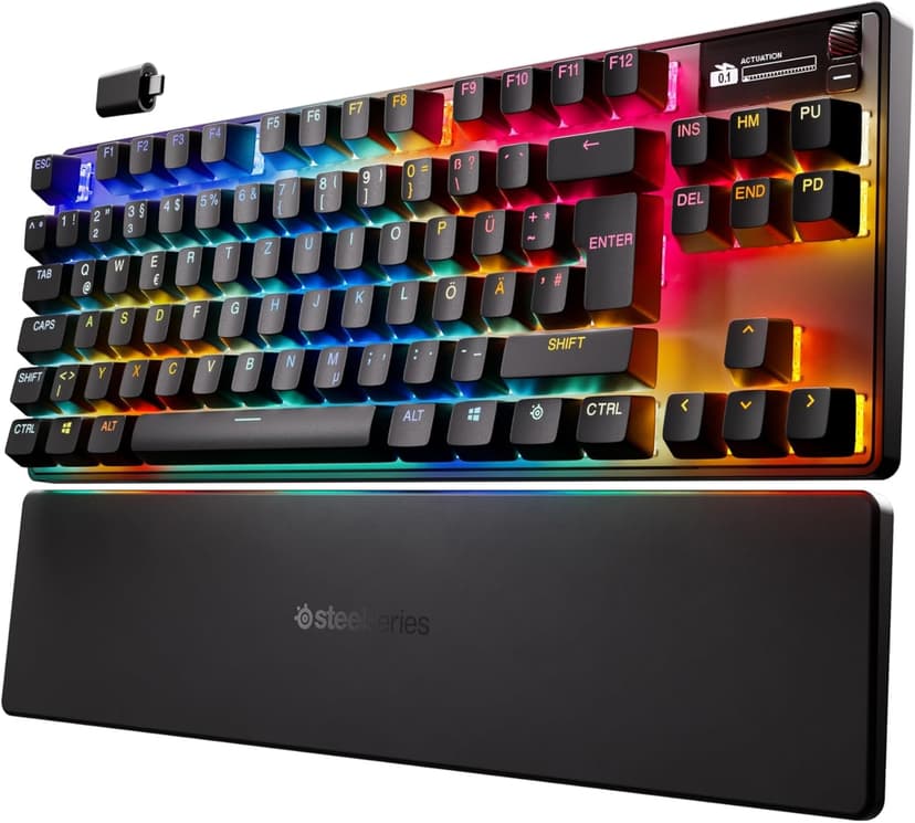 SteelSeries Apex Pro TKL Wireless Gen 3 - Clavier Gaming - HyperMagnetic - Switches OmniPoint 3.0 -Actionnement Ajustable -Déclenchement Rapide - Toucher Rapide/SOCD - OLED - USB-C - DE QWERTZ Layout - 1