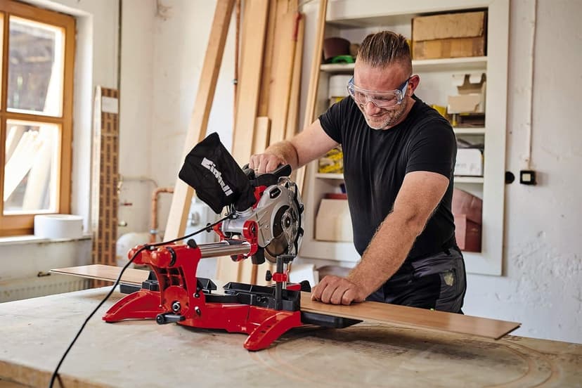 Einhell Dual Bevel Sliding Mitre Saw 1800W, +/-45° Mitre, +/-47° Bevel Saw with 48T Blade for Cutting Wood, Dust Extraction, Laser, Suitable for Materials Such as Wood, Coated Boards or Plastic - 2