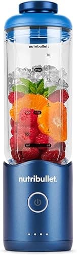Nutribullet Flex 590ml, Portable Blender with Drinking Lid, Detachable Knives, USB-C Rechargeable, Ice Crushing and Frozen Fruit, Wire Glue, To-Go Blender with BPA Free Cup, NBP013BL, Blue