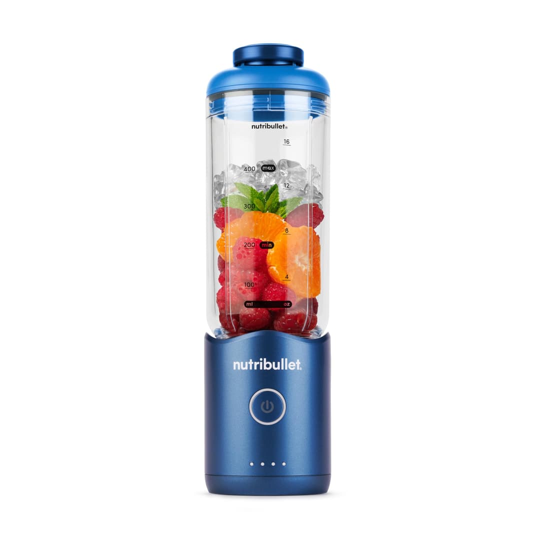 Nutribullet Flex 590ml, Portable Blender with Drinking Lid, Detachable Knives, USB-C Rechargeable, Ice Crushing and Frozen Fruit, Wire Glue, To-Go Blender with BPA Free Cup, NBP013BL, Blue
