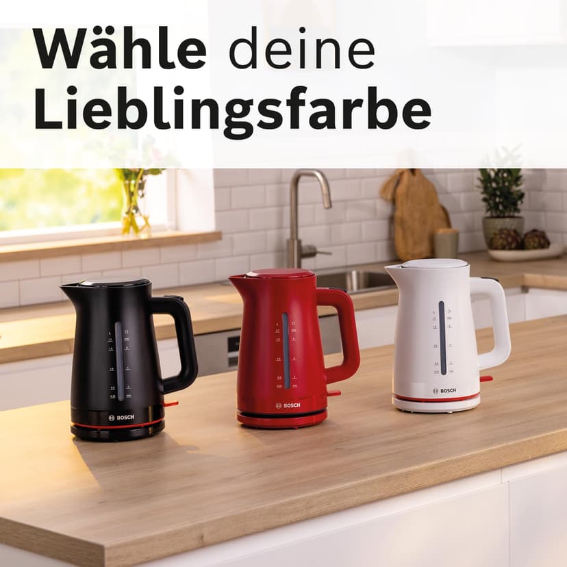 Bosch MyMoment TWK3M121 wireless kettle, automatic shut-off, overheating protection, cup display, water level indicator on both sides, removable anti-limescale filter, 1.7 l, - 8