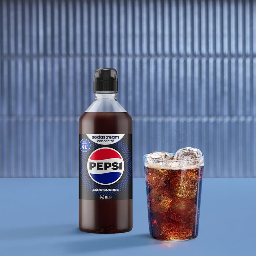 Sodastream - Set of 6 x Pepsi Max concentrates, sugar-free, 100% original flavour, with measuring cap, 6 x 440 ml. - 2