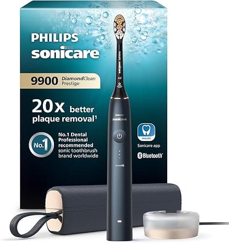 Philips Sonicare DiamondClean Prestige 9900 - brosse à dents électrique avec 1 tête de brosse A3 Premium tout-en-un et un boîtier de charge couleur bleu nuit (modèle HX9992/12)