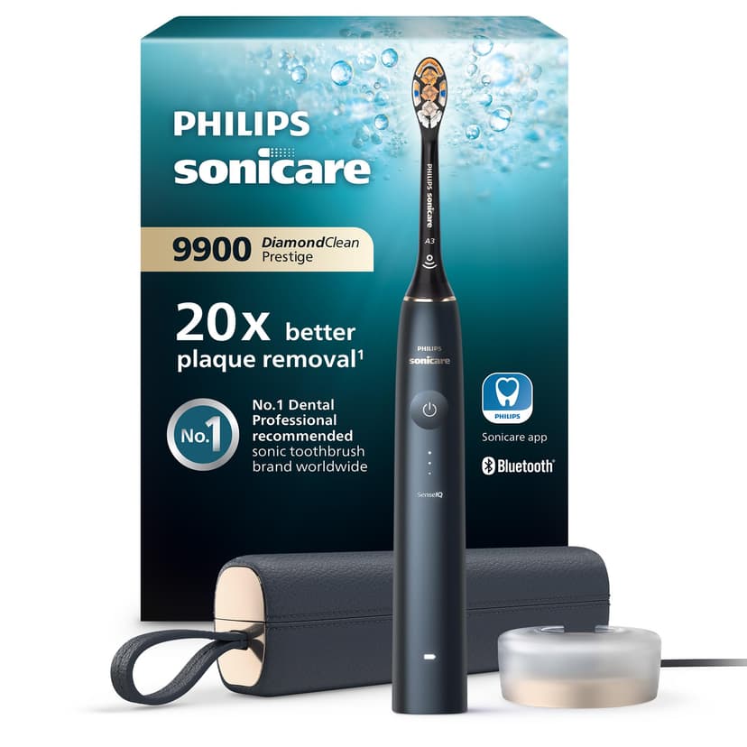 Philips Sonicare DiamondClean Prestige 9900 - brosse à dents électrique avec 1 tête de brosse A3 Premium tout-en-un et un boîtier de charge couleur bleu nuit (modèle HX9992/12) - 1