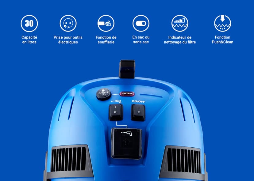 Nilfisk Multi II 30L T Aspirateur Eau et Poussière avec Prise Électrique pour la Maison, Jardin et Voiture (1400 W) - 2