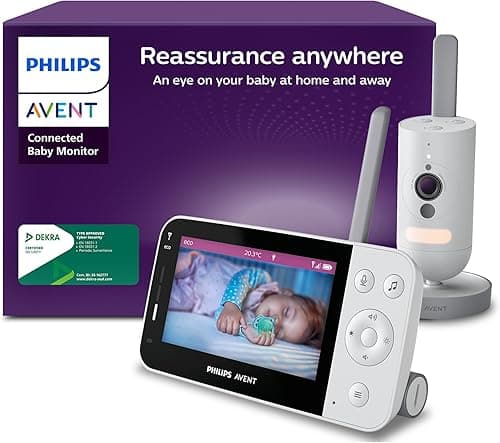 Philips Avent Connected Baby Monitor with Wi-Fi, HD Camera, Infrared Night Vision, Crying Detection, Two-Way Audio, 12 Hours Playtime, Model SCD951/26
