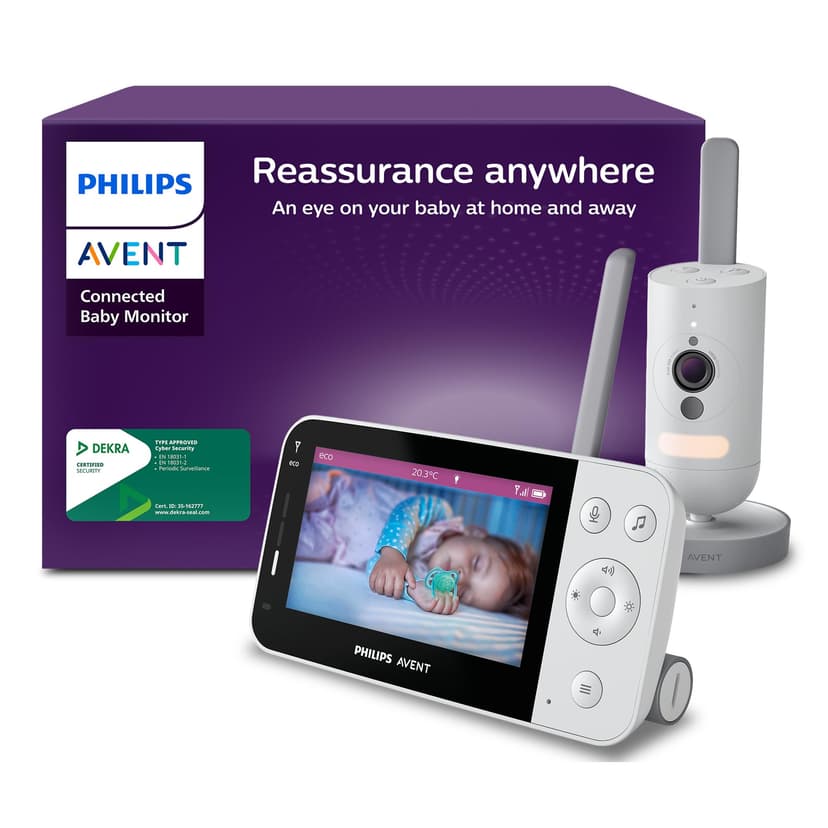 Philips Avent Connected Baby Monitor with Wi-Fi, HD Camera, Infrared Night Vision, Crying Detection, Two-Way Audio, 12 Hours Playtime, Model SCD951/26 - 1