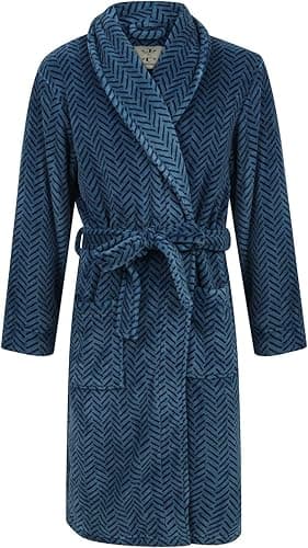 John Christian Robe de Chambre en Polaire, Chevrons Bleus…