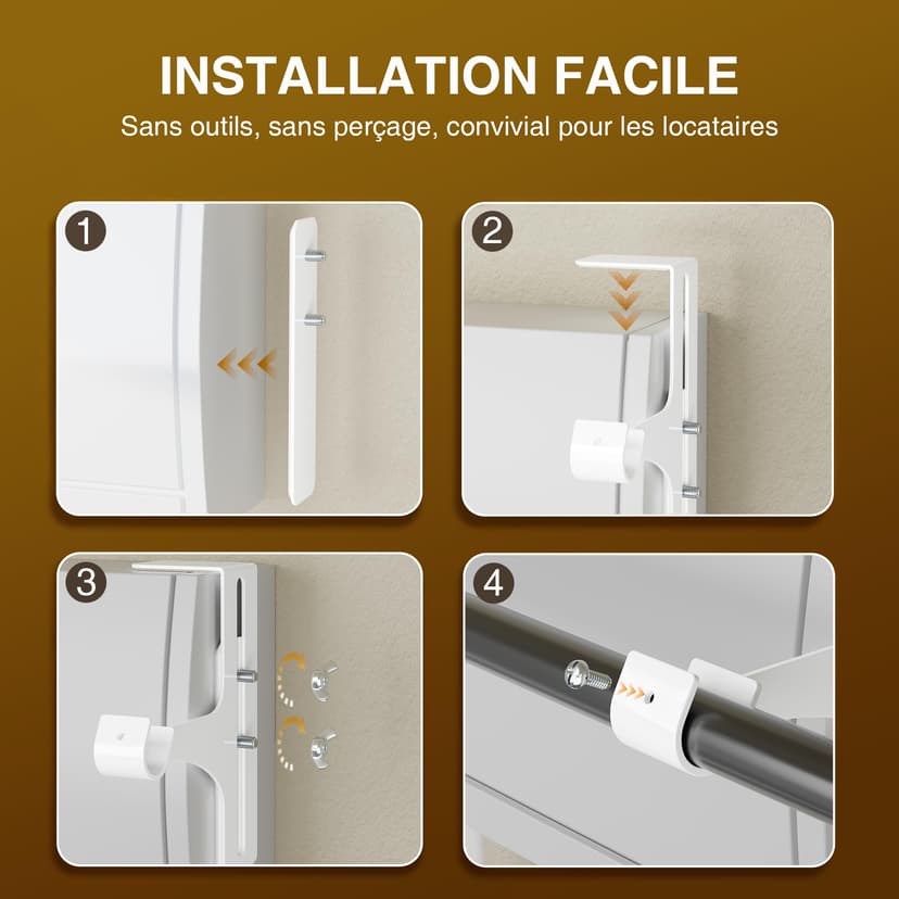 Curtain Rod Holder without Drilling, Bracket for Roller Shutter Box, Curtain Rod Holder, No Drilling, Bracket for Roller Shutter Box, White - 3